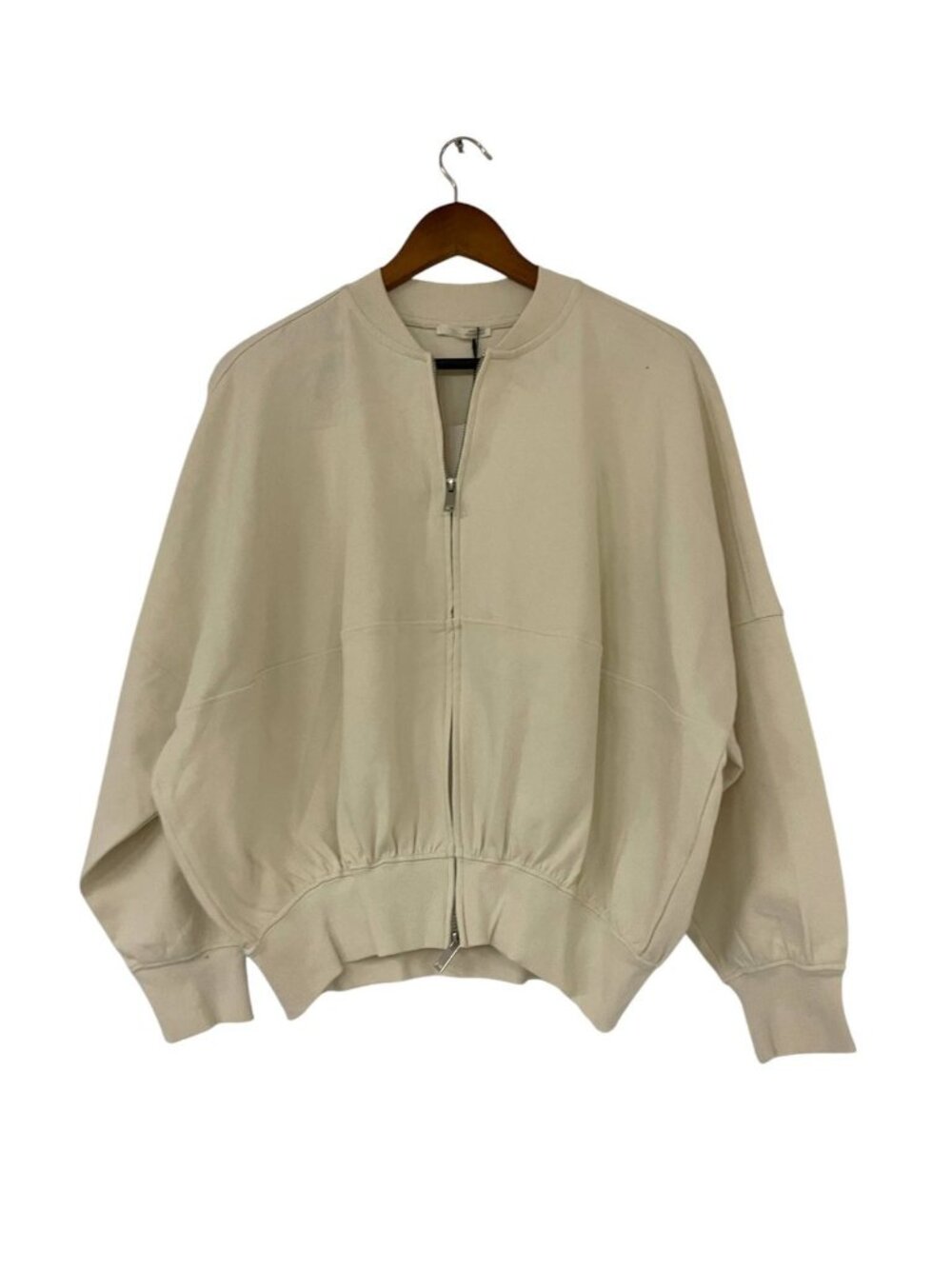 Zara Sweatshirt crop Top Full Zip Small S Cream Off White NWT
